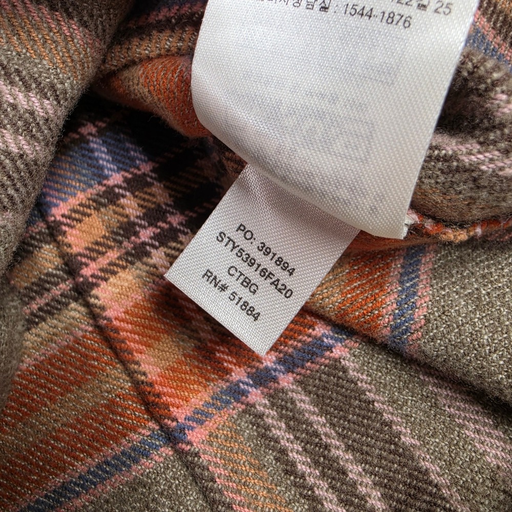 Patagonia Fjord Flannel Shirt Womens S Green Orange Plaid Organic Cotton 53916 - Picture 6 of 8